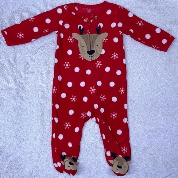 Carter's Other - 🟢 3/$15 Just One You by Carter’s Reindeer Footed Pajamas size 6 month